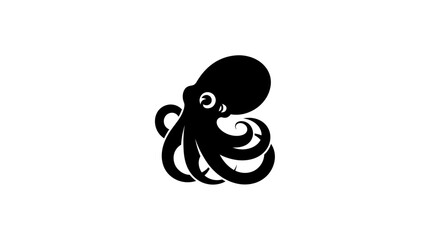 Black octopus silhouette on white background © Verdik