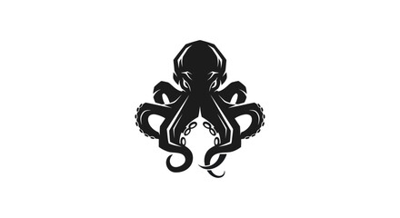 Black octopus silhouette on white background © Verdik