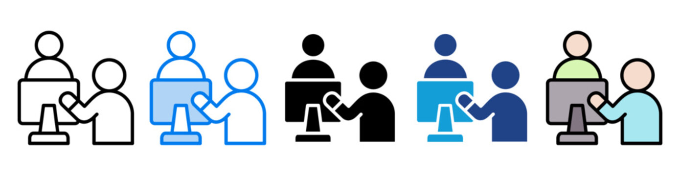 Mentoring icon set multiple style collection