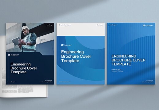 Colorful Bold Brochure Cover Template for Modern Engineering, Construction & Heavy Industry Reports