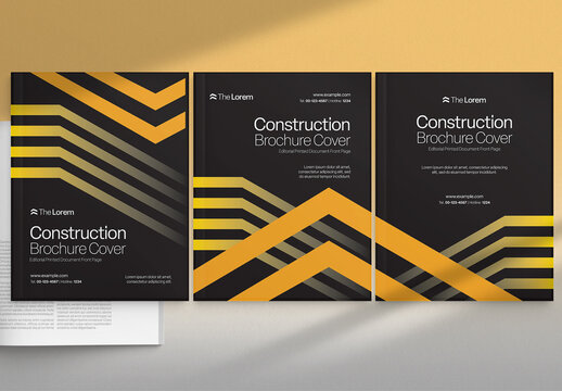 Yellow & Black Brochure Cover Template for Modern Engineering, Construction & Heavy Industry Reports