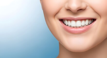 Obraz premium Close up of beautiful woman smiling with white teeth and perfect skin