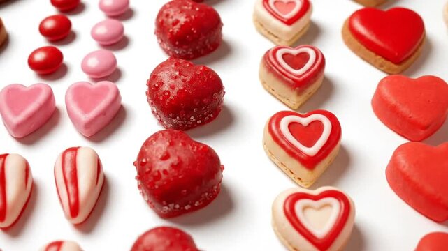 Valentines day assortment of heart shaped confections
