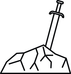 Obraz premium Iconic sword emerging from a cracked stone, representing legend and power