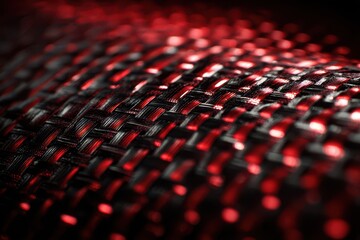 Fototapeta premium Abstract carbon fiber surface in red and black tones with glossy, high-contrast pattern
