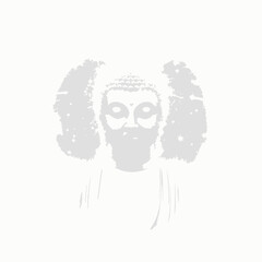 Serene Buddha statue with sparkling aura and white background