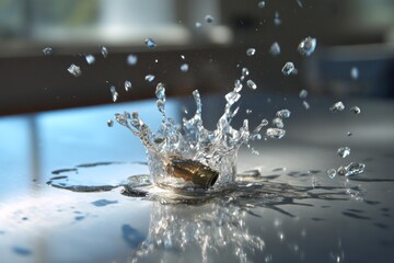 Bullet Impact Splash on Steel Surface with Water Droplet