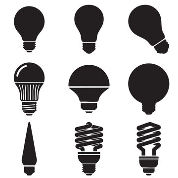Silhouette of U-Bent Fluorescent Tube Light Bulb: Industrial Twin-Tube PL Lamp Vector Icon for Office Lighting and Commercial Energy Efficiency Symbols