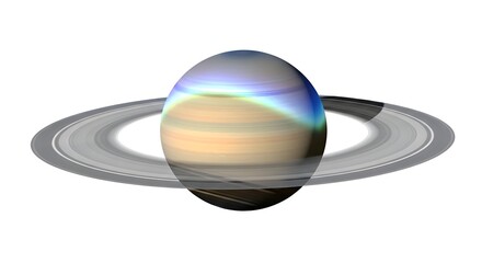 Three Dimensional Render Of Saturn Planet With Rings Against White Background