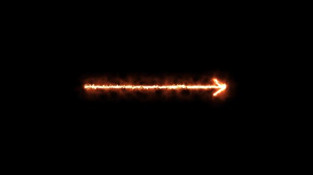 Glowing Fire Arrow Animation on Black Background