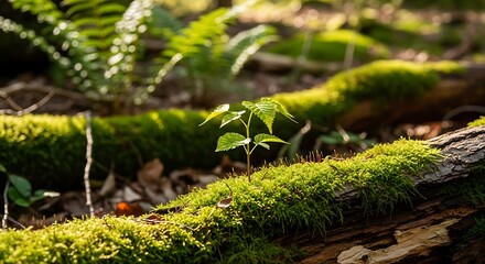 Resilient Sprout on Mossy Log - A Symbol of Natures Tenacity.