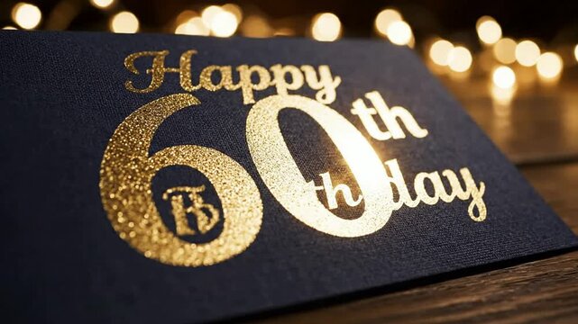 60th Happy Birthday - Elegant Happy 60th Birthday Card Glowing with Bokeh Lights: Milestone Celebration!