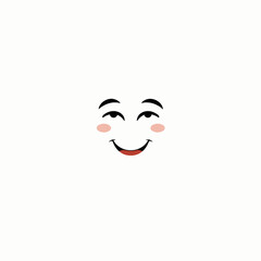 Minimalist Illustration of a Smiling Face with Rosy Cheeks and Cheerful Expression on Plain White Background