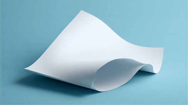 A4 empty white paper note template mockup, blank sheet page, realistic 3D illustration, clean minimal studio background with copy space