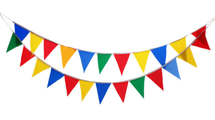 Obraz premium Colorful bunting banners for festival,carnival,party,transparent background clipping path,PNG.