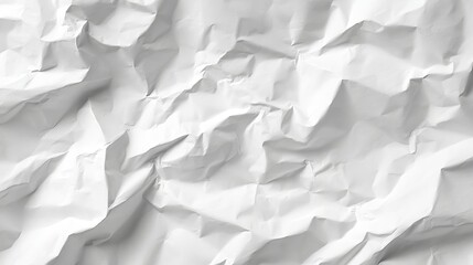 Fototapeta premium Blank white crumpled paper poster texture background, wrinkled paper wall mockup template with copy space