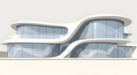 Futuristic curved white building architecture