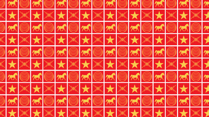 Seamless Red Yellow Folk Geometric Pattern Background