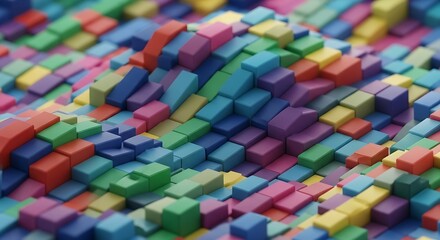 Colorful Abstract Cubes Landscape - A Vibrant 3D Render.