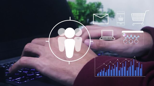 Digital marketers analyze target audience data through interactive dashboards, email notifications, performance charts to optimize campaigns, improve conversion rates.