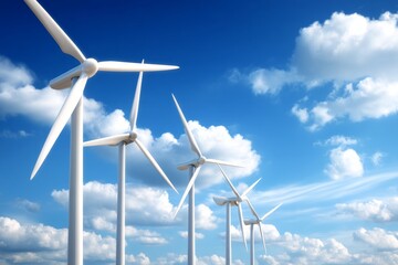 Wind Turbines Spinning Aggressively in a Stormy Sky