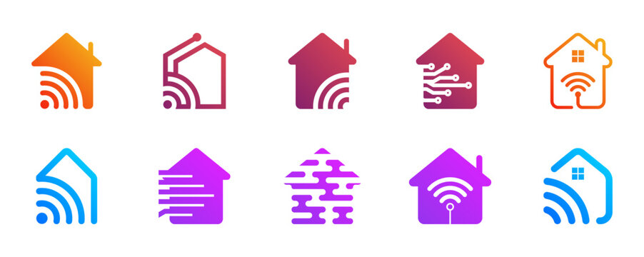 Modern Smart Home Logo Set Vector Design