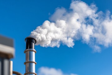 Steam Release from Industrial Vessel in Blue Sky Setting