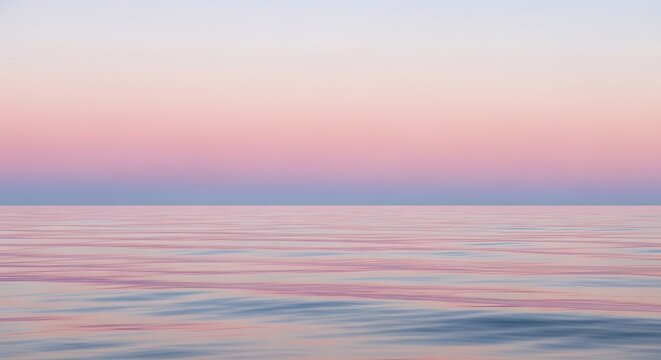 calm ocean surface under pastel sky, subtle wave patterns, soft gradient colors, minimalist seascape, large negative space, high dynamic range