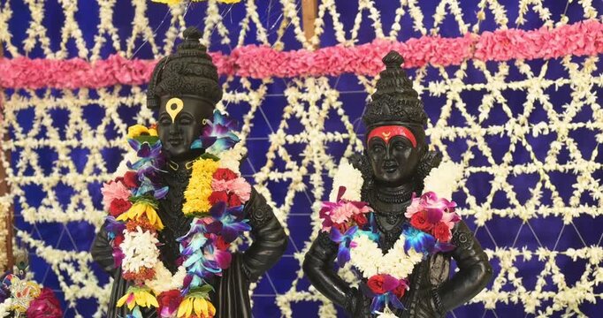 Pandharpur Vitthal Rukmini Murti, Peaceful Hindu Devotional Idol with Cinematic Angles