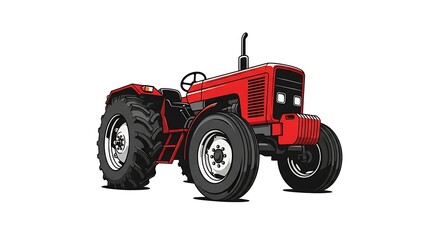 Obraz premium Red agricultural tractor illustration on a white background