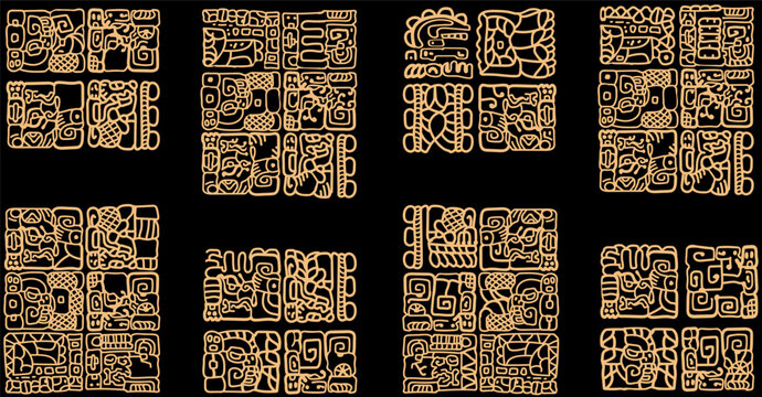 Symbols of the ancient Mayan and Aztec civilizations.