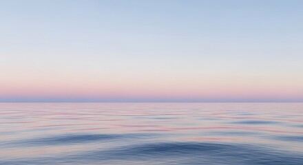 Fototapeta premium calm ocean surface under pastel sky, subtle wave patterns, soft gradient colors, minimalist seascape, large negative space, high dynamic range