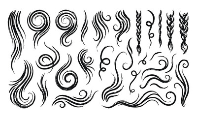 Fototapeta premium Abstract Swirls and Curls Decorative Elements Set