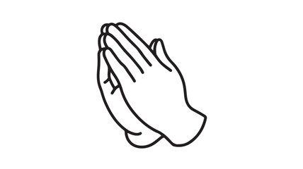 Obraz premium Praying Hands in Simple Line Art with Monochrome Color on White Background for Spiritual Symbol