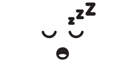 Obraz premium Sleeping Face with Closed Eyes and Zzz Bubbles in Simple Flat Design with Black Color on White Background for Social Media Emoji