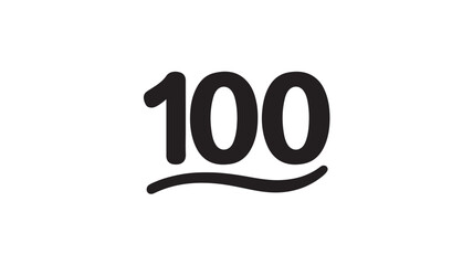 Obraz premium Number 100 in bold black font with underline in simple modern design for anniversary celebration