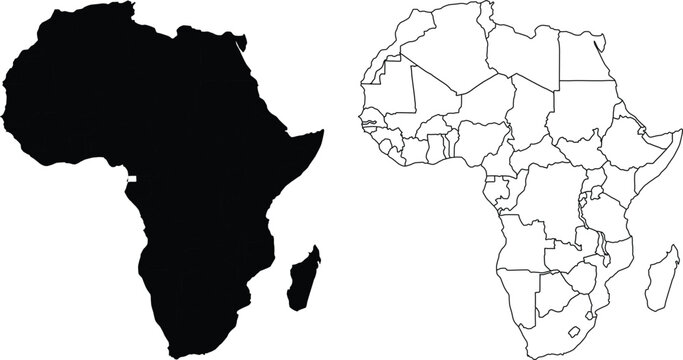 Map of Africa with editable stroke lines vector eps 10 