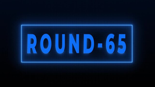 Round 65 Neon Digital Countdown HUD Screen Animation Background 4K