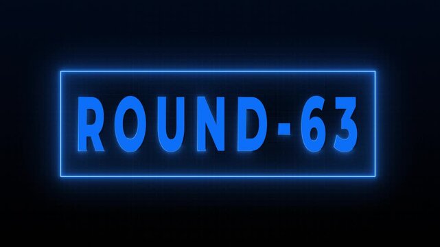 Round 63 Neon Digital Countdown HUD Screen Animation Background 4K