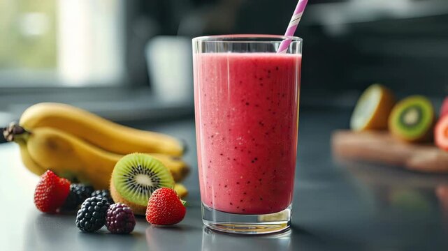 fruit milkshakes close-up. Selective focus