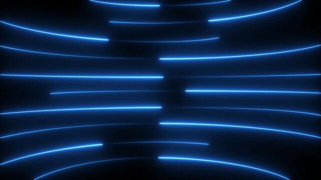 Neon lights blinking lines moving animation. Seamless loop animation of glowing neon line. 4k animation Horizontal glowing colorful neon line animation .Neon color lines as colorful laser wallpaper.