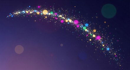 Colorful Glittering Trail on Dark Background - A Sparkly and Festive Design.