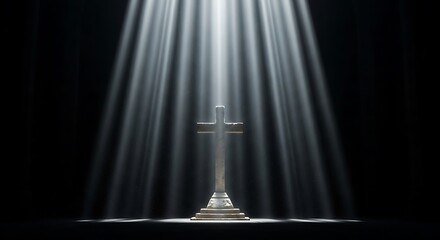 Cross bathed in divine light, a symbol of faith.