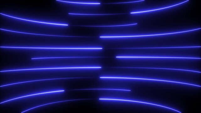 Neon lights blinking lines moving animation. Seamless loop animation of glowing neon line. 4k animation Horizontal glowing colorful neon line animation .Neon color lines as colorful laser wallpaper.