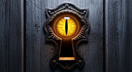 Intriguing Keyhole with a Glowing Eye - A Mysterious Perspective.