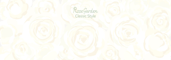 清楚な白いバラがぎっしり詰まったようなベクターイラスト