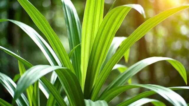 pandan plant, pandan wangi. Long aromatic leaves moving smoothly in the wind