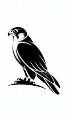 Obraz premium Minimal Falcon Silhouette Logo in Black and White Vector Illustration