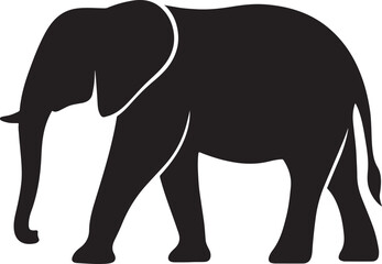 Fototapeta premium Large african elephant silhouette isolated on white background for safari and wildlife design
