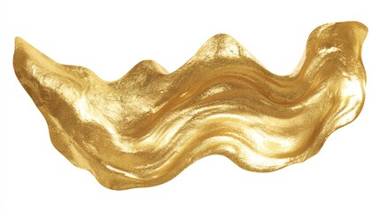 Fototapeta premium Elegant golden wave shape on white background, perfect for design projects.